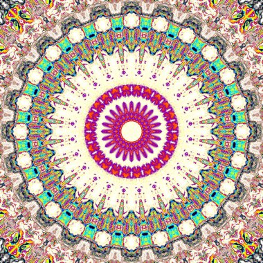 Soyut dijital fraktal model. Yuvarlak mandala dekoratif desen.