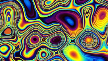 Soyut dijital fraktal model. Psikedelik dalgalı doku.