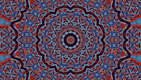 Abstraktes Digitales Fraktalmuster Horizontale Ausrichtung Runde Mandala Dekorative Ornamentmuster Stammesornament — Stockfoto
