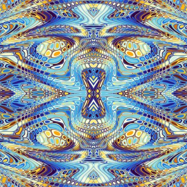 Soyut dijital sanat fraktal deseni. Art Nouveau stilinde simetrik dekoratif süsleme deseni