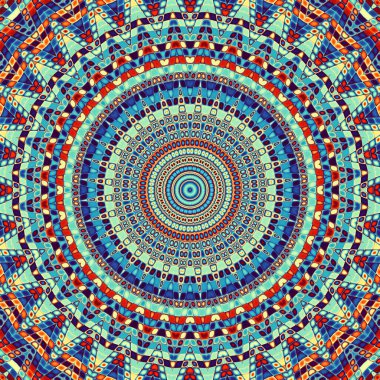 Soyut dijital sanat fraktal deseni. Yuvarlak mandala dekoratif desen.