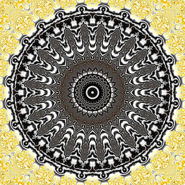 Modelul Fractal Abstract Artei Digitale Rotund Mandala Model Decorativ Ornament — Fotografie, imagine de stoc