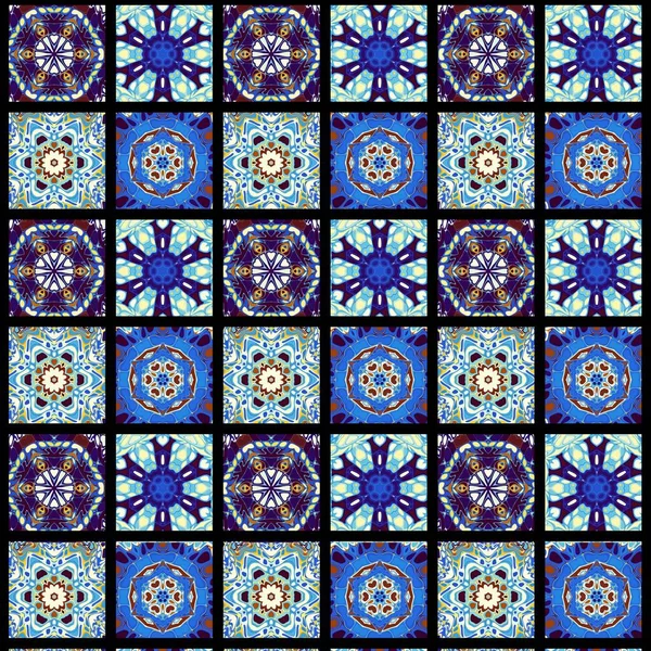 Abstraktní Ornamentální Dekorativní Vzor Čtverců Mozaika Umění Ozdobné Textury — Stock fotografie