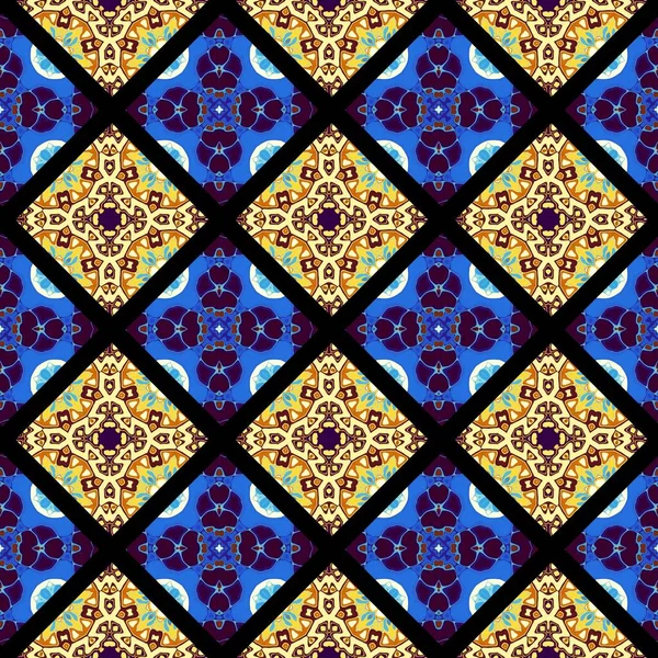 Padrão Decorativo Ornamental Abstrato Quadrados Arte Mosaica Textura Ornamental — Fotografia de Stock