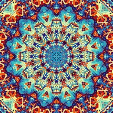 Soyut dijital fraktal model. Yuvarlak mandala dekoratif desen.