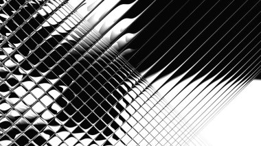 Soyut dijital fraktal model. Yatay arkaplan ve görünüm oranı 16: 9. Basit monokrom deseni.