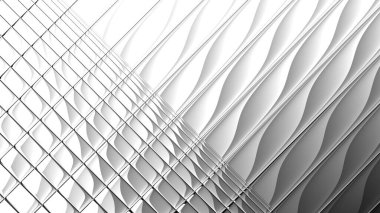 Soyut dijital fraktal model. Yatay arkaplan ve görünüm oranı 16: 9. Basit monokrom deseni.