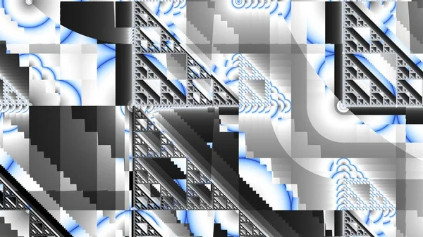 Abstrakt Digitalt Fraktalmönster Abstrakt Geometrisk Grunge Struktur Horisontell Bakgrund Med — Stockfoto
