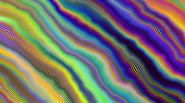 Dijital fraktal desen. Soyut arkaplan. Dalgalı çapraz şerit deseni. Görünüm oranı 16: 9 olan yatay arkaplan