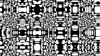 Soyut dijital fraktal model. Yatay arkaplan ve görünüm oranı 16: 9. Basit siyah-beyaz dalgalı yarım ton deseni. Görünüm oranı 16: 9 olan yatay arkaplan