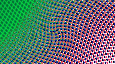 Soyut dijital fraktal model. Yatay arkaplan ve görünüm oranı 16: 9. Basit nokta yarım ton deseni. Görünüm oranı 16: 9 olan yatay arkaplan