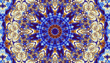 Soyut dijital geometrik desen. Yatay oryantasyon. Art Nouveau stilinde simetrik dekoratif süsleme deseni