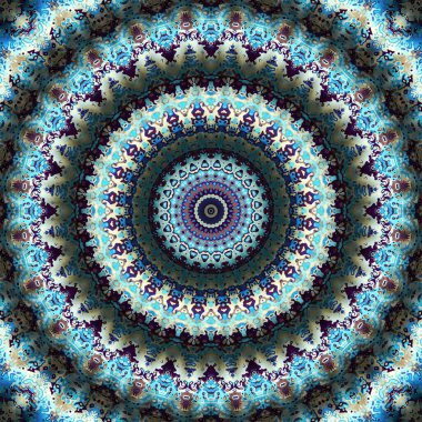 Soyut dijital fraktal model. Yuvarlak mandala dekoratif desen.