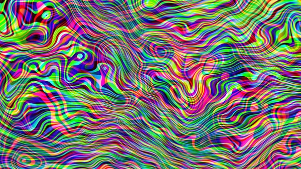 Abstract Digital Fractal Pattern Psychedelic Wavy Pattern Horizontal Background Aspect — Stock Photo, Image