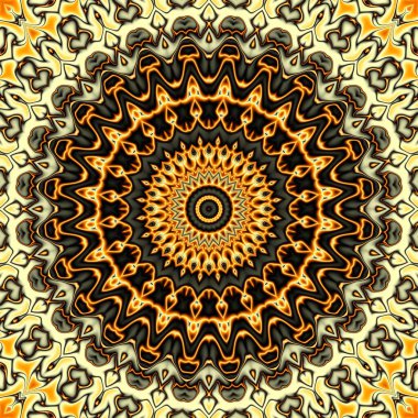 Soyut dijital fraktal model. Yuvarlak mandala dekoratif desen.