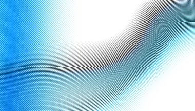 Soyut dijital fraktal model. Yatay oryantasyon. Beyaz arkaplanda çarpık mavi çizgiler.