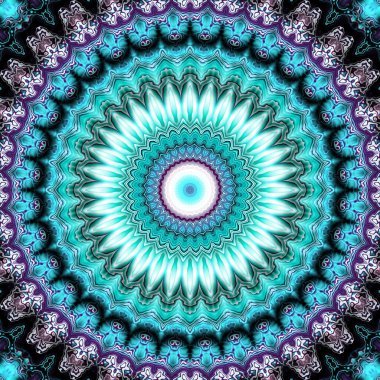 Soyut dijital fraktal model. Yuvarlak mandala dekoratif desen.