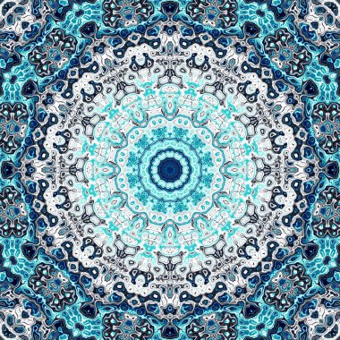 Soyut dijital fraktal model. Yuvarlak mandala dekoratif desen.