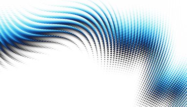 Soyut dijital fraktal model. Yatay oryantasyon. Beyaz arkaplanda çarpık mavi çizgiler.