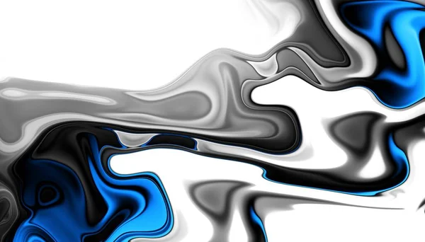 Modello Frattale Digitale Astratto Orientamento Orizzontale Espressive Linee Curve Blu — Foto Stock