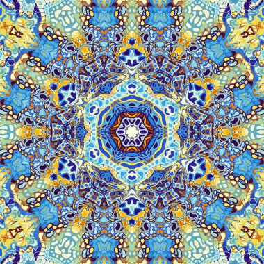 Soyut dijital fraktal model. Yuvarlak mandala dekoratif desen.