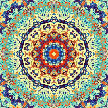 Soyut dijital fraktal model. Yuvarlak mandala dekoratif desen.