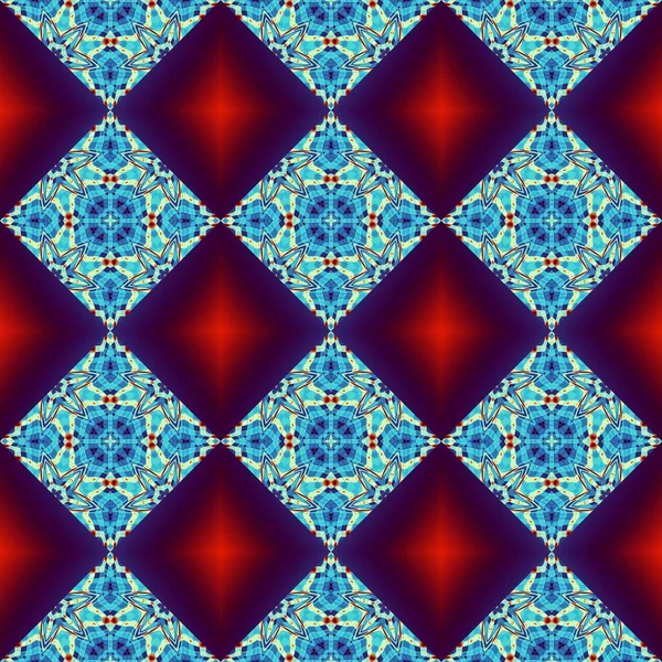 Бесшовный Квадратный Мозаичный Рисунок Абстрактный Симметричный Винтажный Орнамент — стоковое фото