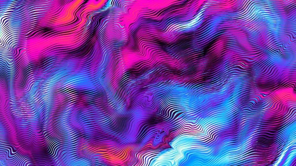 Abstract Digitaal Fractal Patroon Psychedelische Golvende Textuur Horizontale Achtergrond Met — Stockfoto