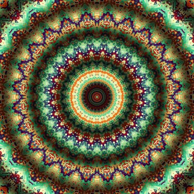 Soyut dijital fraktal model. Yuvarlak mandala dekoratif desen.