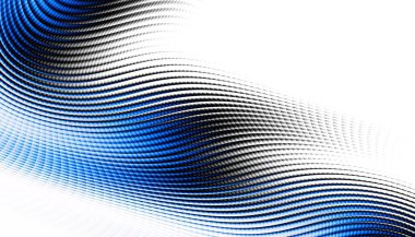 Soyut dijital fraktal model. Yatay oryantasyon. Beyaz arkaplanda çarpık mavi çizgiler.