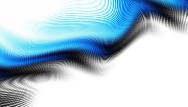 Soyut dijital fraktal model. Yatay oryantasyon. Beyaz arkaplanda çarpık mavi çizgiler.