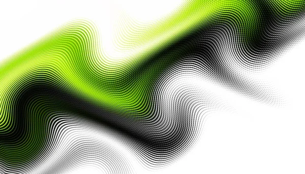 Abstract Digital Fractal Pattern Horizontal Orientation Expressive Curved Green Line — Stock Photo, Image