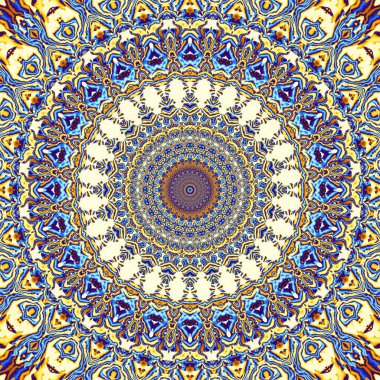 Soyut dijital fraktal model. Yuvarlak mandala dekoratif desen.