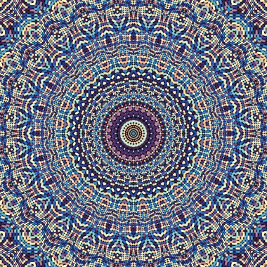  Soyut dijital fraktal model. Yuvarlak mandala dekoratif desen.