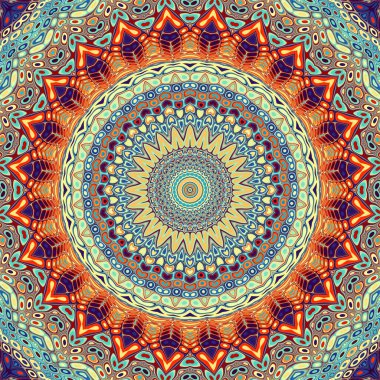 Soyut dijital fraktal model. Yuvarlak mandala dekoratif desen.