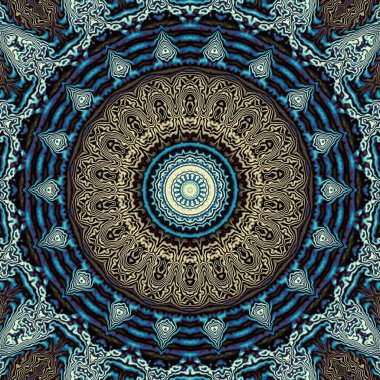 Soyut dijital sanat fraktal deseni. Yuvarlak mandala dekoratif desen.