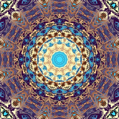 Soyut dijital fraktal model. Yuvarlak mandala dekoratif desen.