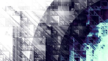 Soyut dijital fraktal model. Yatay oryantasyon. Soyut geleceksel geometrik resim.