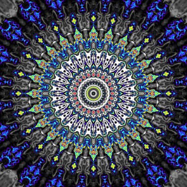 Soyut dijital fraktal model. Yuvarlak mandala dekoratif desen.