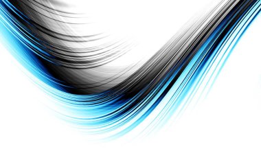 Soyut dijital fraktal model. Yatay oryantasyon. Boş beyaz arkaplanda eğri ince çizgiler.