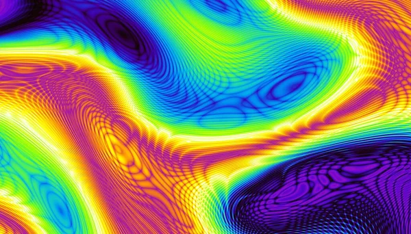 Abstract Digital Fractal Pattern Horizontal Orientation Psychedelic Wavy Texture — Stock Photo, Image