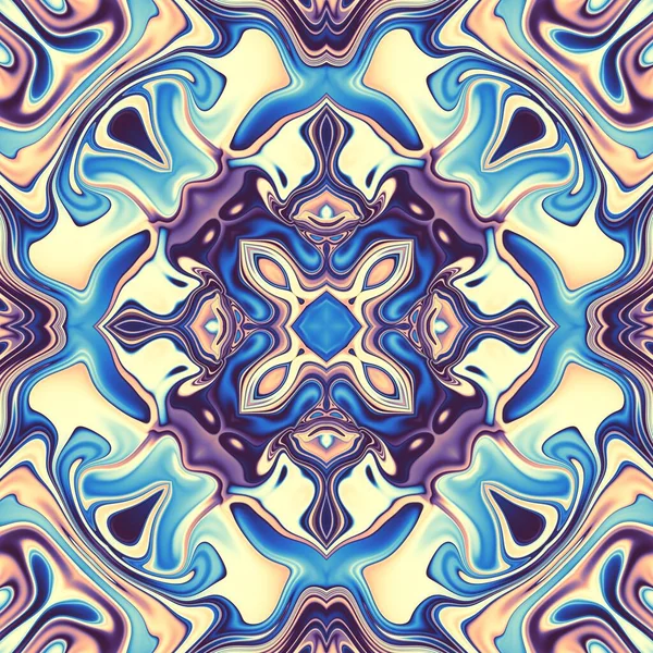 Abstract Digital Fractal Pattern Symmetric Decorative Ornament Pattern Art Nouveau — Stock Photo, Image