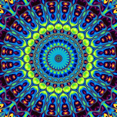 Soyut dijital fraktal model. Yuvarlak mandala dekoratif desen.