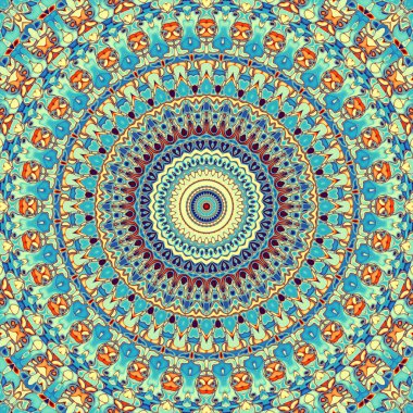 Soyut dijital fraktal model. Yuvarlak mandala dekoratif desen.