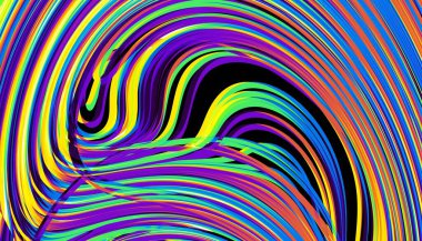 Soyut dijital fraktal model. Yatay oryantasyon. Psikedelik dalgalı doku.