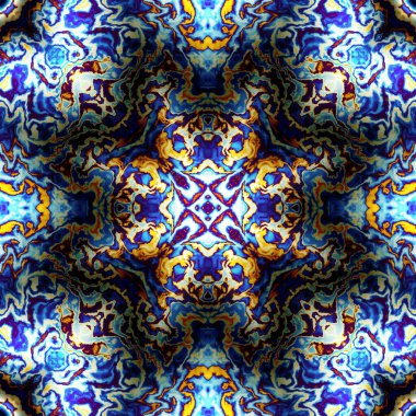 Soyut dijital fraktal model. Yuvarlak mandala dekoratif desen. Rahatlama taklidi.