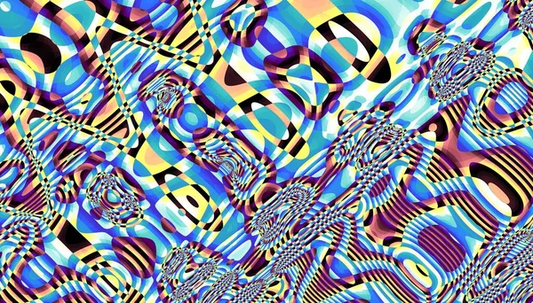 Abstract Digital Fractal Pattern Horizontal Orientation Psychedelic Wavy Texture — Stock Photo, Image