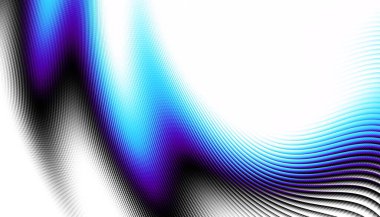 Soyut dijital fraktal model. Yatay oryantasyon. Beyaz arkaplanda çarpık mavi çizgi.