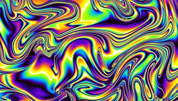 Abstraktní Digitální Fraktál Vodorovná Orientace Psychedelická Vlnitá Textura — Stock fotografie