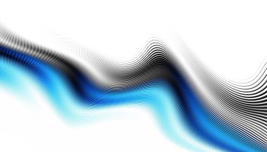 Soyut dijital fraktal model. Yatay oryantasyon. Beyaz arkaplanda çarpık mavi çizgiler.